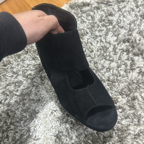 Aerosoles Y2K Suede Black Booties Womens 8 1/2 Wedge Heel Open‎ Toe Goth Witchy - Picture 8 of 11